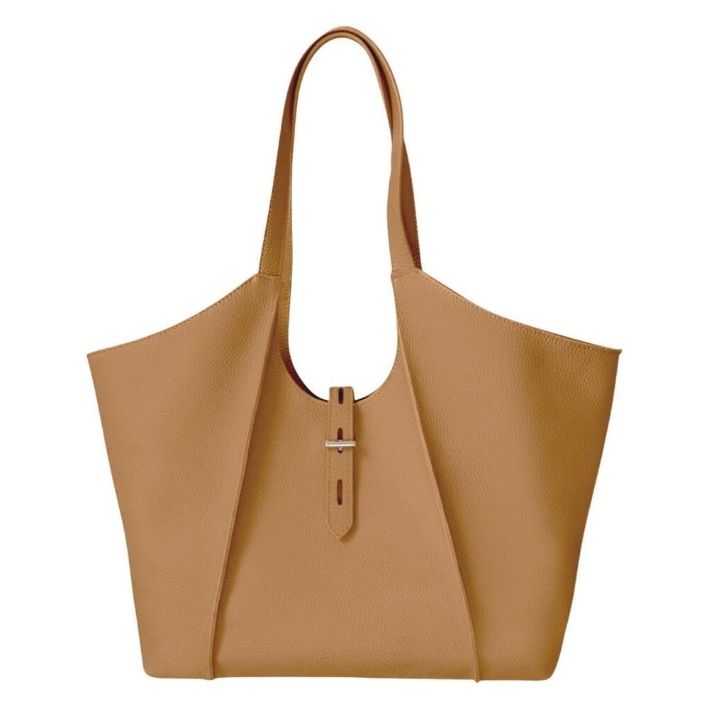 Tote Le Monde 100% Leather Milan Tote In The Color Camel Tan
